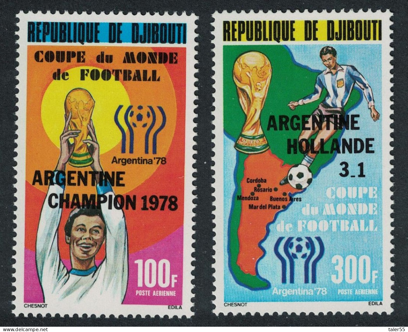 Djibouti World Cup Football Championship Argentina Winners 1978 MNH SG#737-738 - Dschibuti (1977-...)