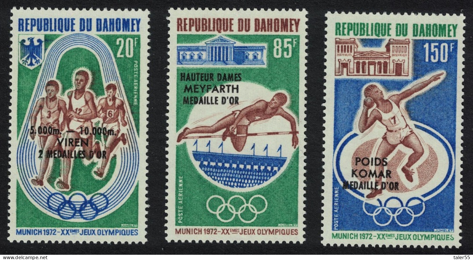 Dahomey Munich Olympic Medal Winners 3v 1972 MNH SG#481-483 MI#499-501 - Benin - Dahomey (1960-...)