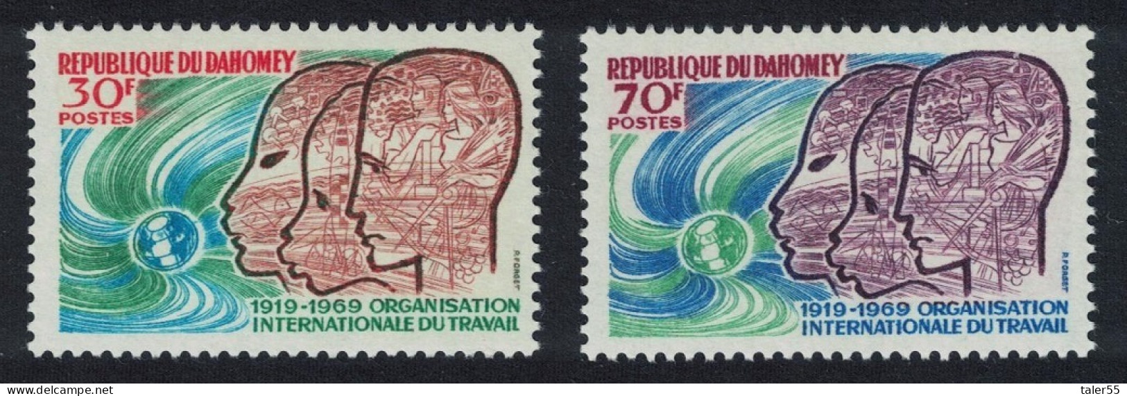 Dahomey International Labour Organisation 2v 1969 MNH SG#359-360 MI#375-376 Sc#257-258 - Benin - Dahomey (1960-...)