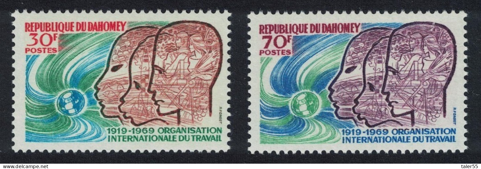 Dahomey International Labour Organisation 2v 1969 MNH SG#359-360 MI#375-376 Sc#257-258 - Bénin – Dahomey (1960-...)