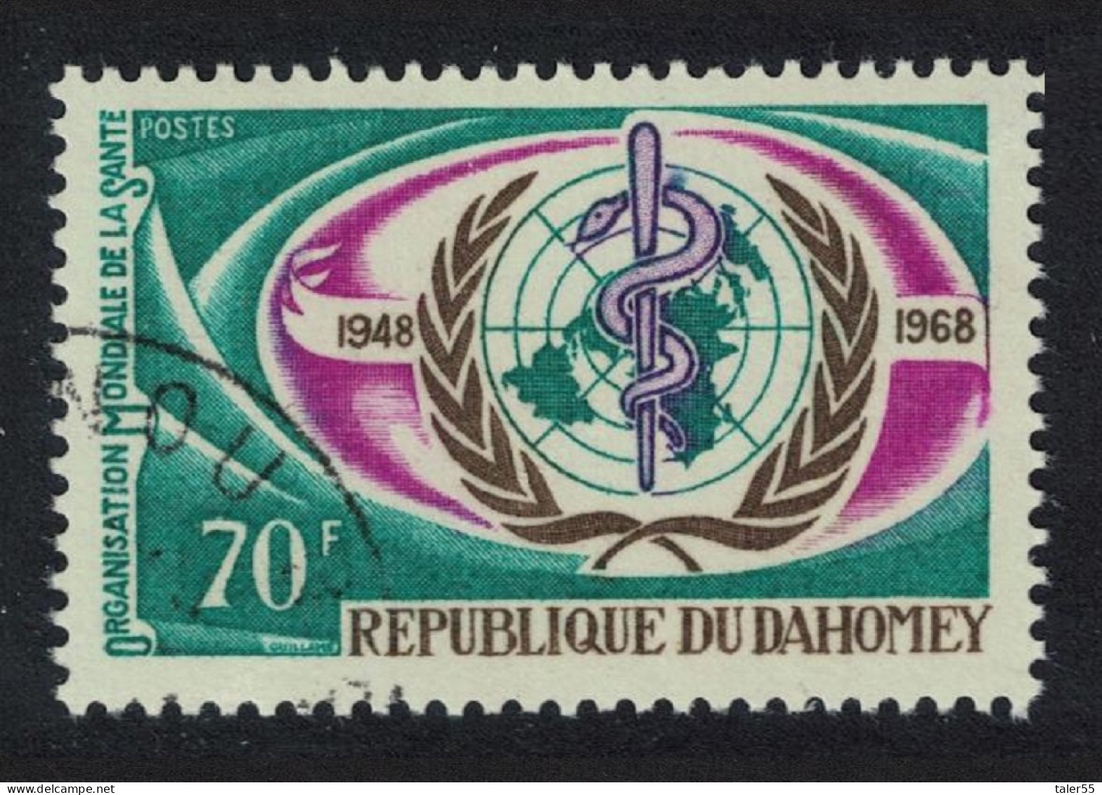 Dahomey Medicine Health WHO 70f KEY VALUE 1968 CTO SG#324 MI#343 Sc#251 - Benin - Dahomey (1960-...)