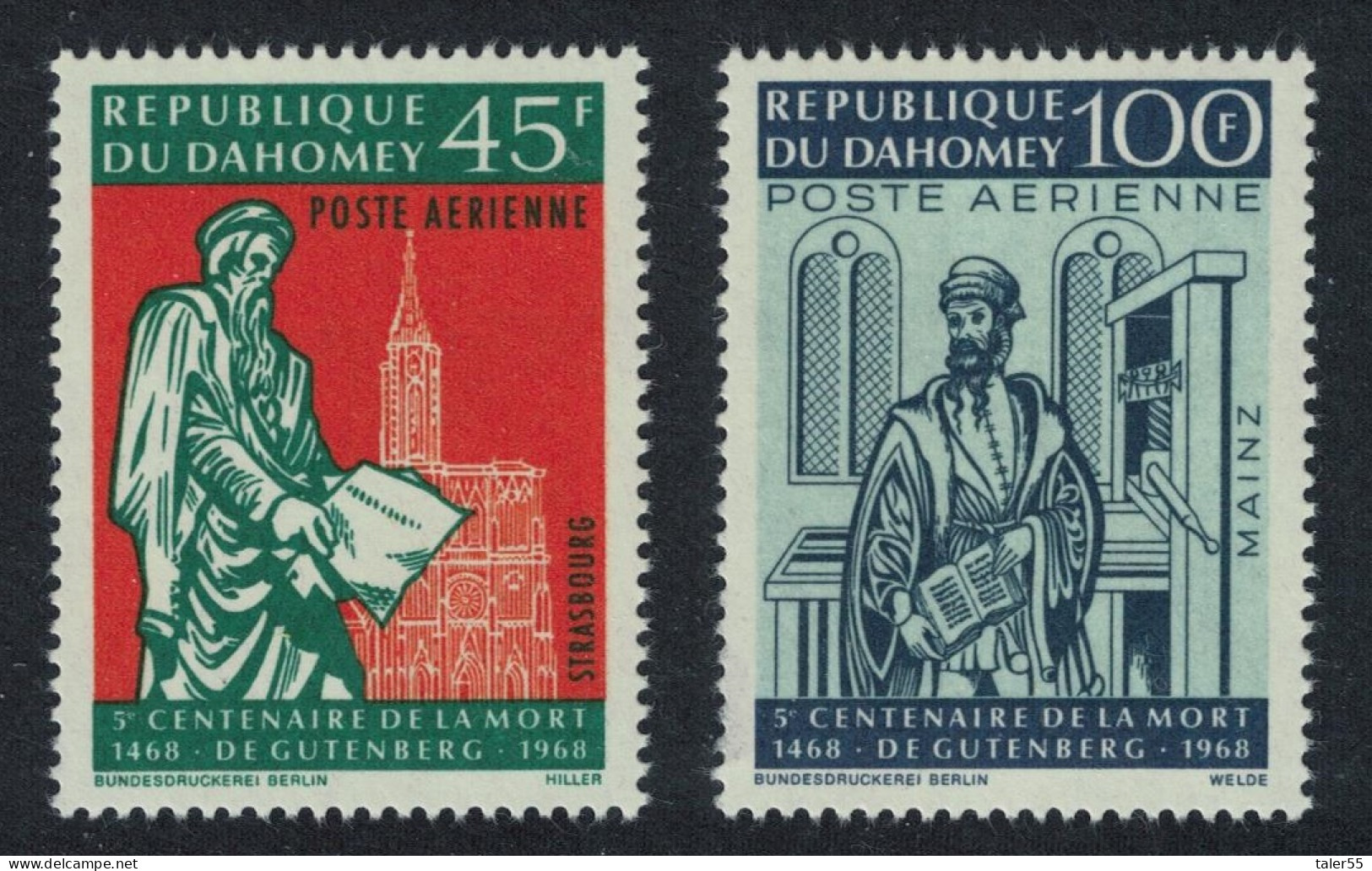 Dahomey 500th Death Anniversary Of Johann Gutenberg 2v 1968 MNH SG#325-326 - Benin - Dahomey (1960-...)