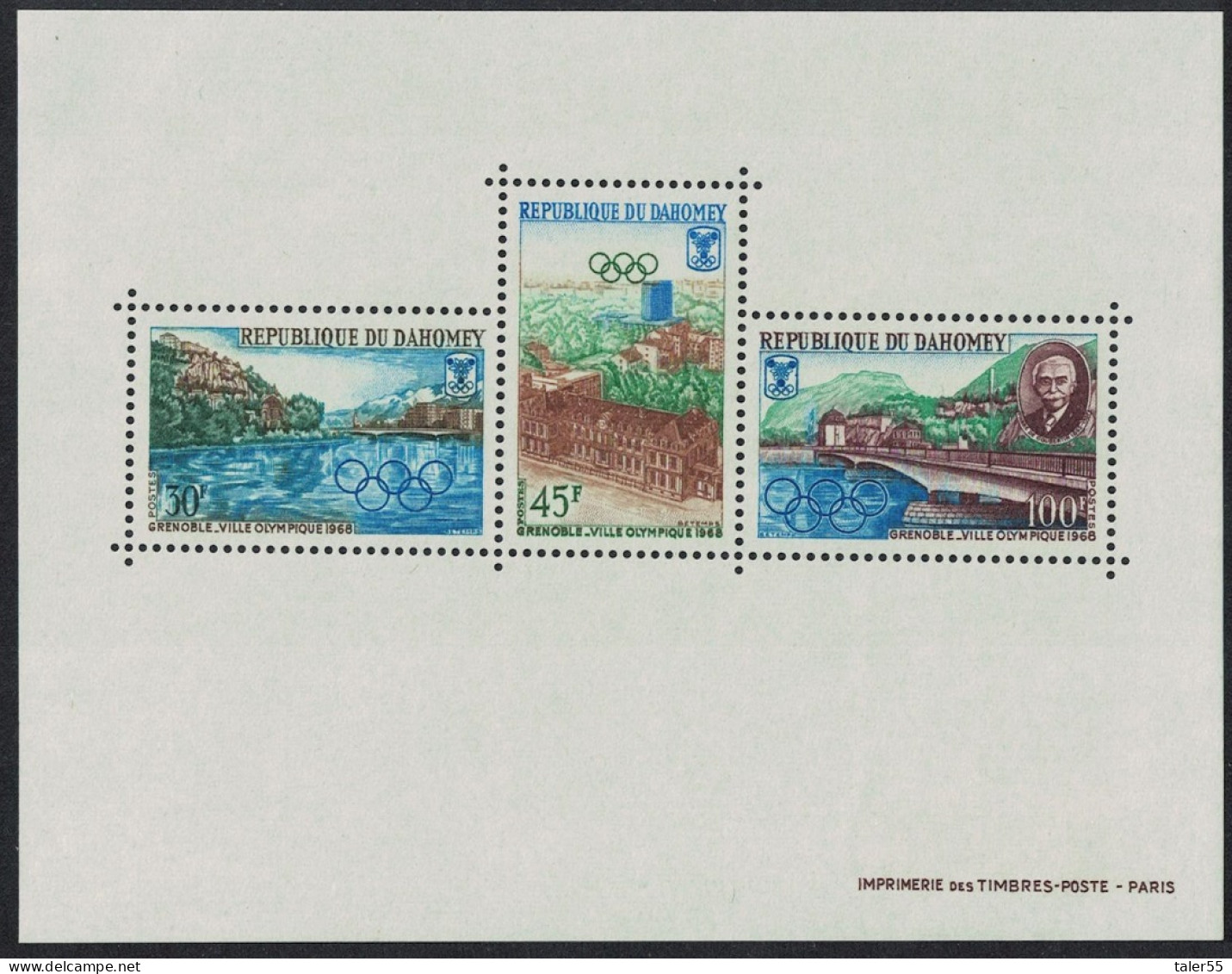 Dahomey Winter Olympic Games Grenoble MS 1967 MNH SG#MS306 MI#Block 10 Sc#243a - Bénin – Dahomey (1960-...)