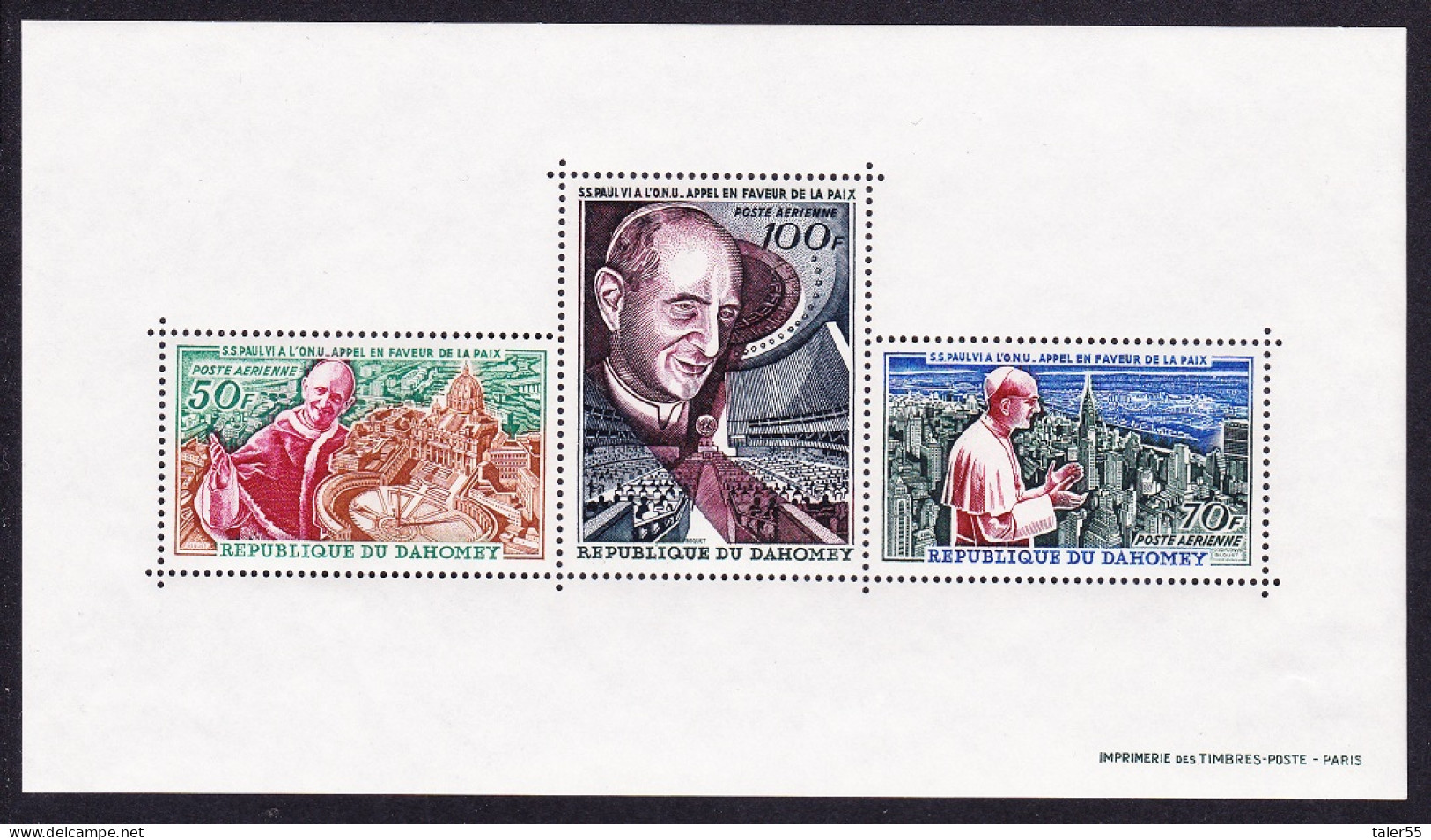 Dahomey Pope Paul's Visit To UN MS 1966 MNH SG#MS257 MI#Block 4 Sc#C41a - Bénin – Dahomey (1960-...)