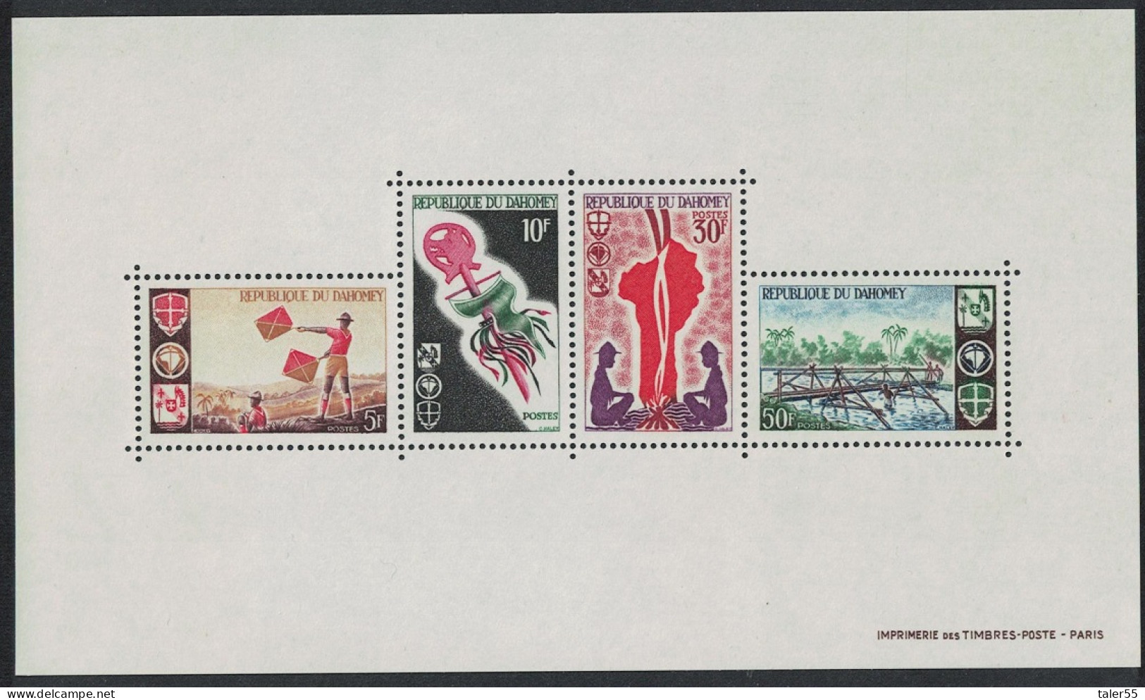 Dahomey Scouting Kite Bridge MS ATTENTION On 30f Stamp! 1966 MNH SG#MS263 MI#Block 5 Sc#225a - Benin - Dahomey (1960-...)