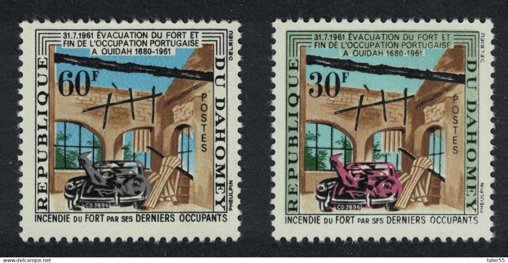 Dahomey First Anniversary Of Portuguese Evacuation From Fort Ouidah 2v 1962 MNH SG#165-166 MI#193-194 - Benin - Dahomey (1960-...)