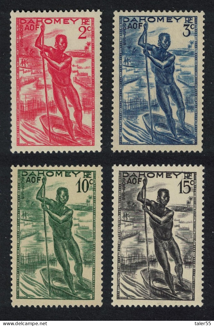 Dahomey Native Poling Canoe 4v 1941 MH SG#122=126 MI#125=129 Sc#113=117 - Benin - Dahomey (1960-...)