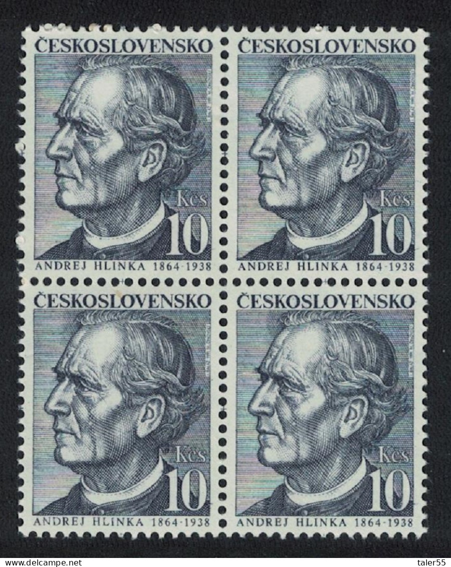 Czechoslovakia Father Andrej Hlinka Slovak Nationalist Block Of 4 1991 MNH SG#3070 - Nuevos