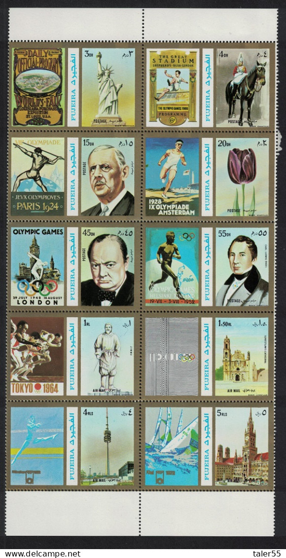 Fujeira Churchill De Gaulle Olympic Games 10v 1972 MNH MI#1040=1059 - Fujeira