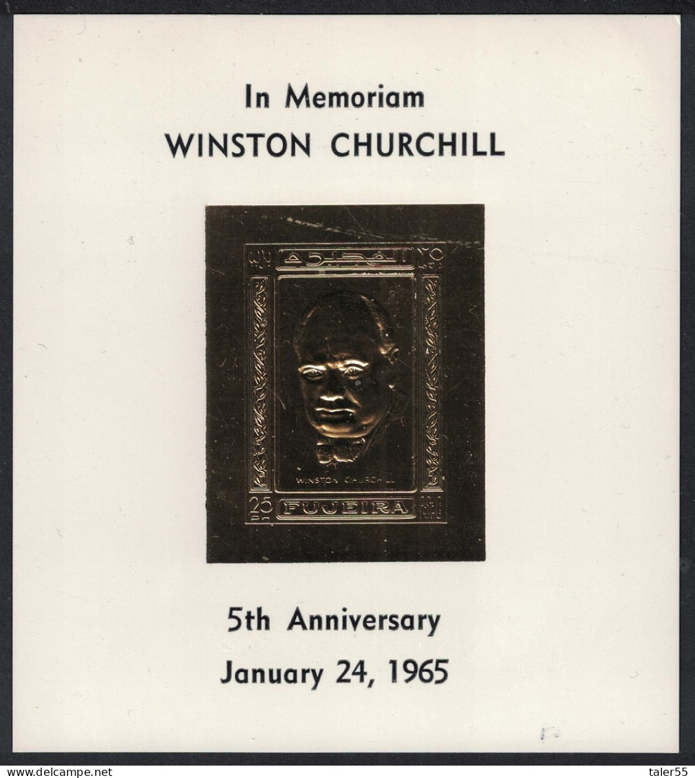 Fujeira Sir Winston Churchill MS GOLD FOIL Black Ovpt 1970 MNH - Fudschaira