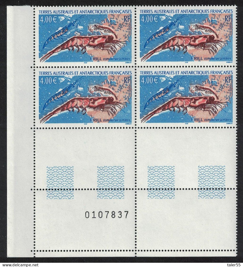 FSAT TAAF Krill 'Euphausia Superba' SW Corner Block Of 4 Control Number 2004 MNH SG#526 MI#552 - Unused Stamps