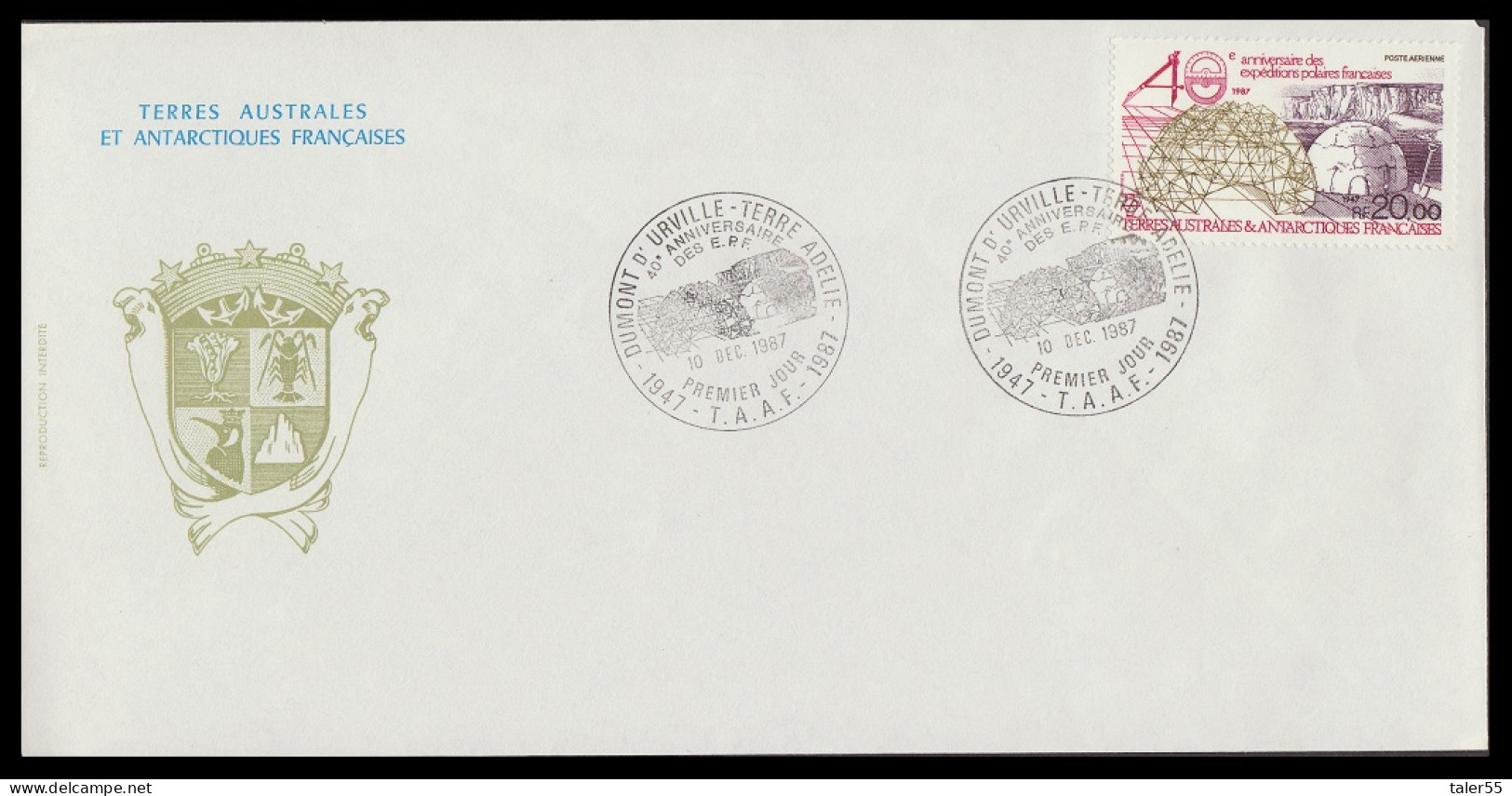 FSAT TAAF 40th Anniversary Of French Polar Expeditions FDC 1987 SG#243 MI#231 - Gebruikt