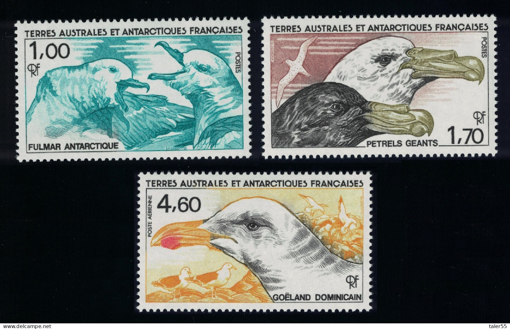 FSAT TAAF Fulmars Petrels Gull Birds 3v 1986 MNH SG#208-210 MI#208-210 - Unused Stamps