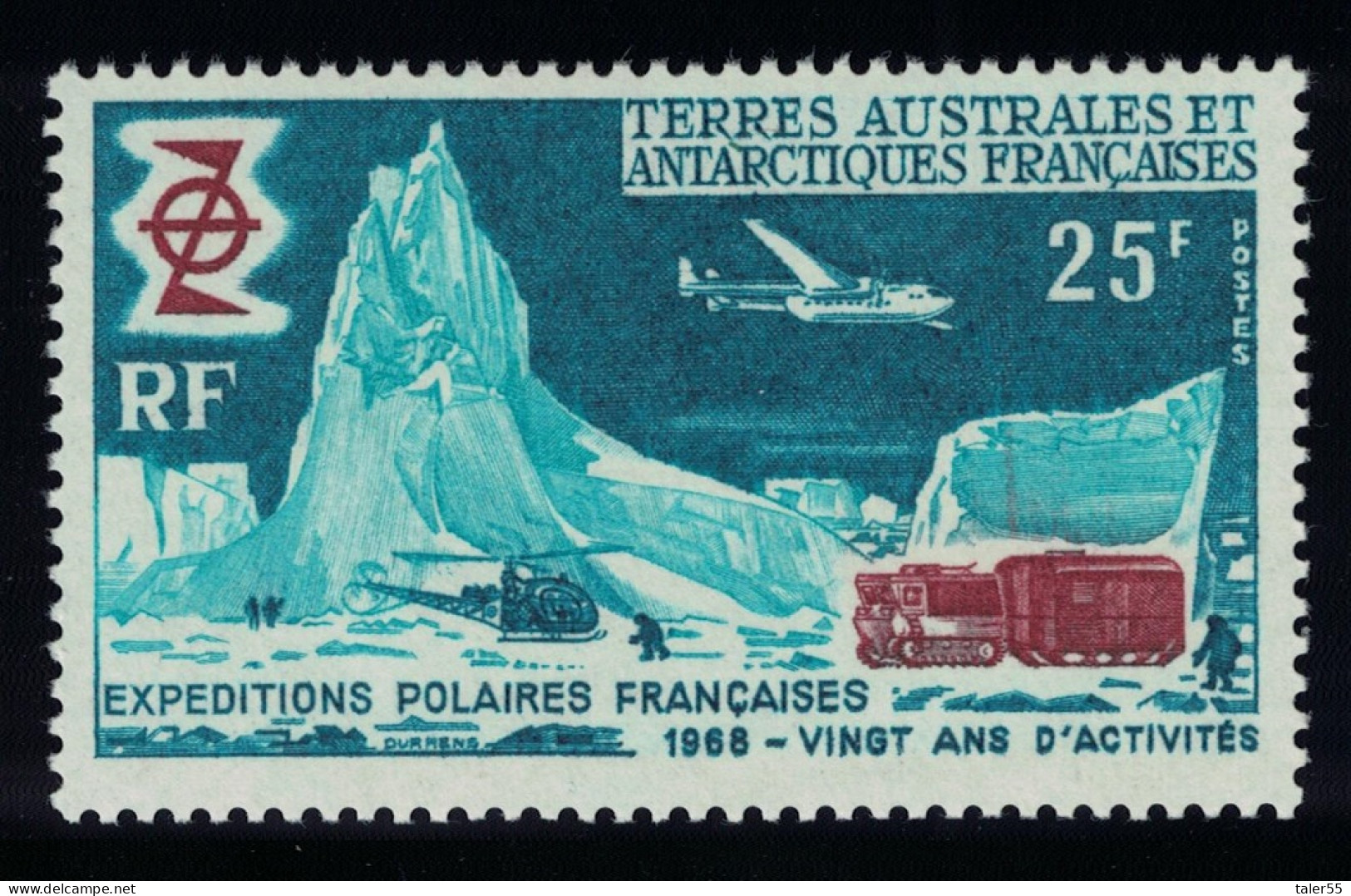 FSAT TAAF Helicopter Airplane Tractor French Polar Exploration 1969 MNH SG#52 MI#50 - Nuevos