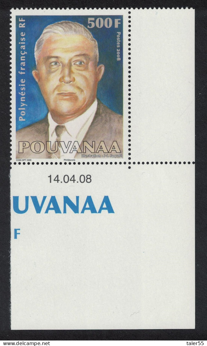 Fr. Polynesia Pouvanaa Politician 'spiritual Father' 500f Corner Date 2008 MNH SG#1080 MI#1034 - Unused Stamps