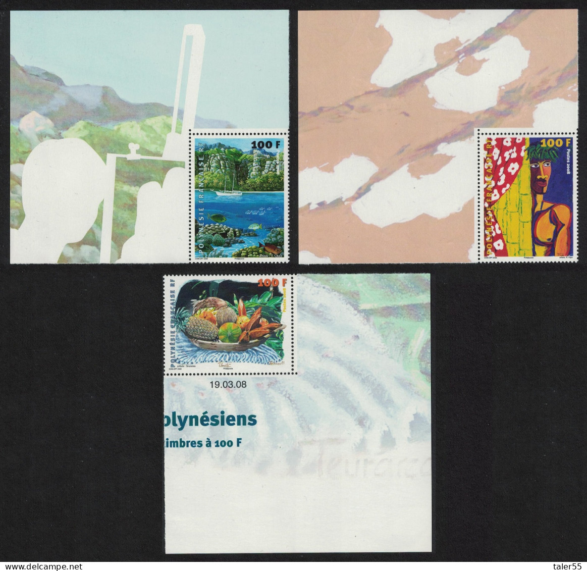 Fr. Polynesia Polynesian Artists 3v Big Corners 2008 MNH SG#1077-1079 MI#1031-1033 - Unused Stamps