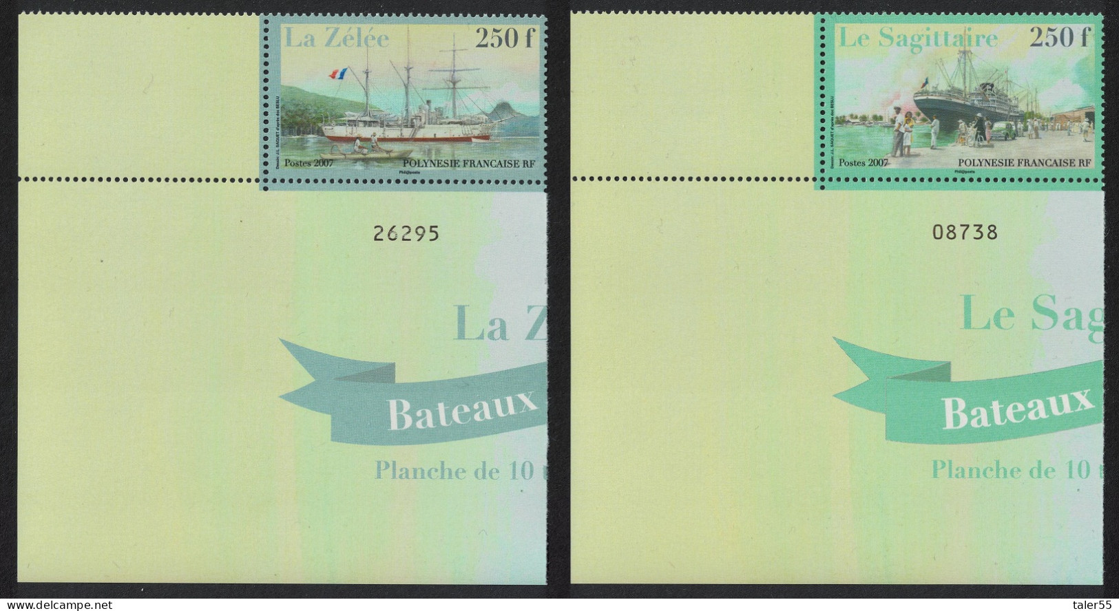 Fr. Polynesia Famous Ships 2v Corners Control Number 2007 MNH SG#1055-1056 - Neufs