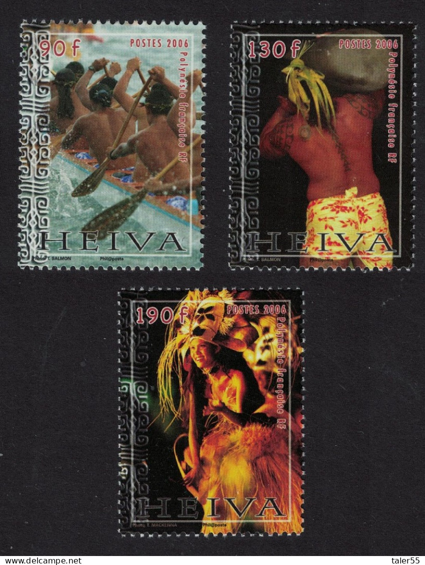 Fr. Polynesia Heiva Canoe Tattoo Costume 3v 2006 MNH SG#1029-1031 - Ungebraucht