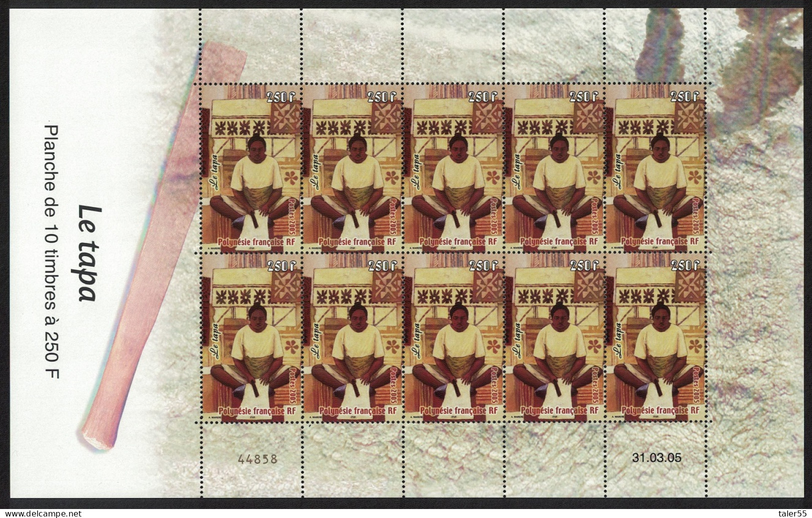 Fr. Polynesia Weaving Of Tapa Full Sheet 2005 MNH SG#998 - Nuovi