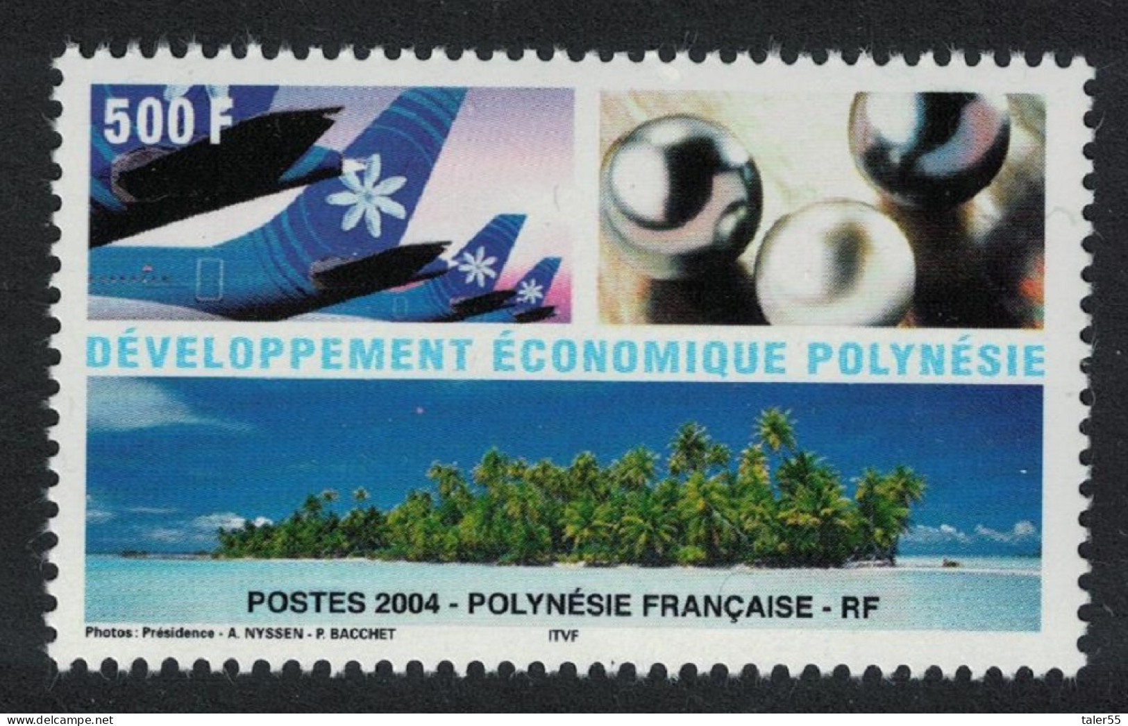 Fr. Polynesia Pearls Airplanes Economic Development 500f 2004 MNH SG#978 - Nuevos