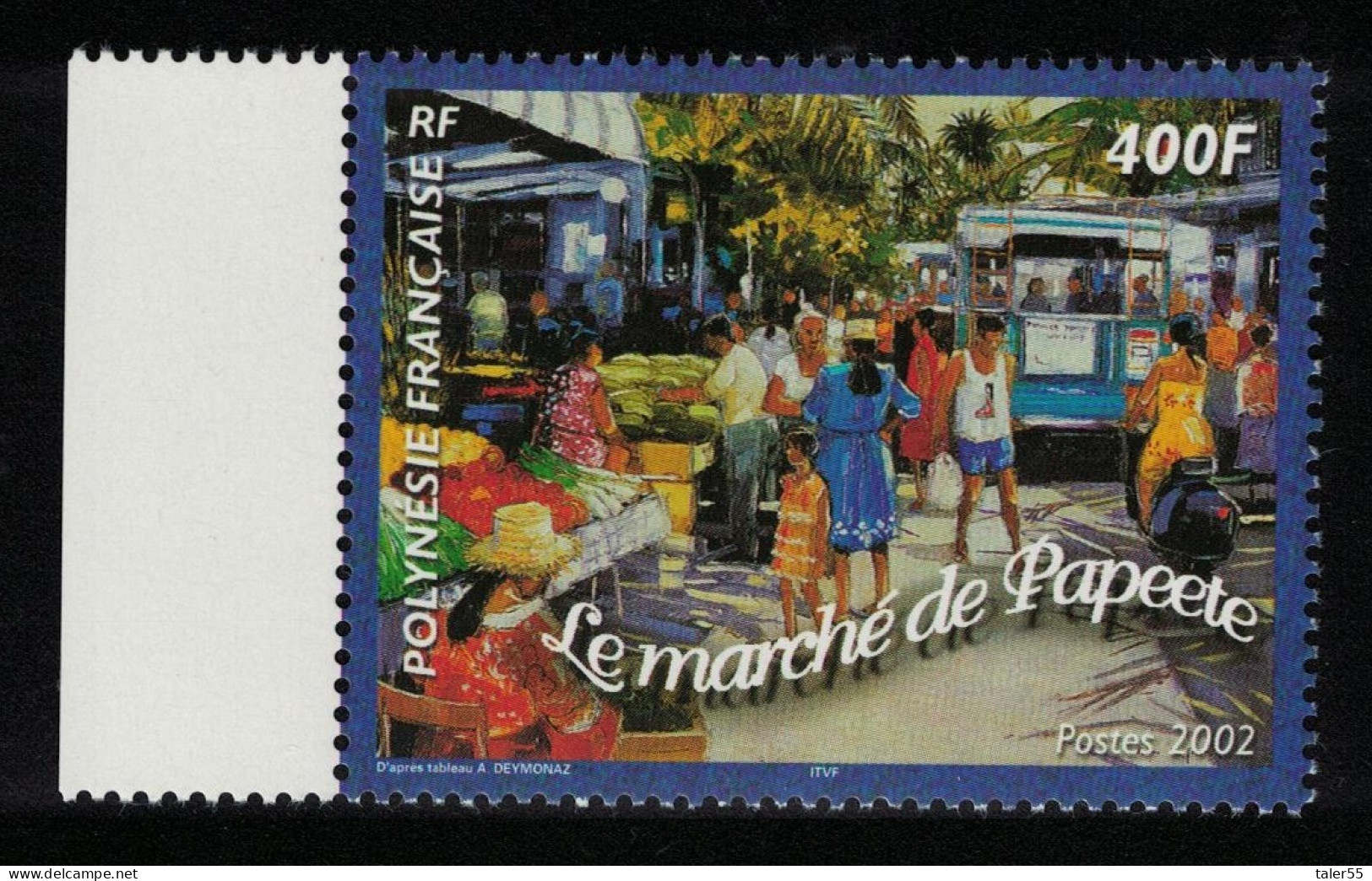 Fr. Polynesia Painting 'Market Place Papeete' By A. Deymonaz Margin 2002 MNH SG#939 - Ongebruikt