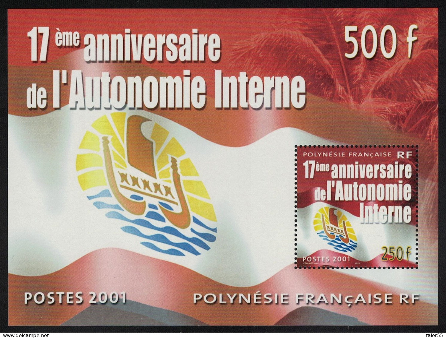Fr. Polynesia 17th Anniversary Of The Autonomy MS 2001 MNH SG#MS909 MI#Block 26 - Ungebraucht