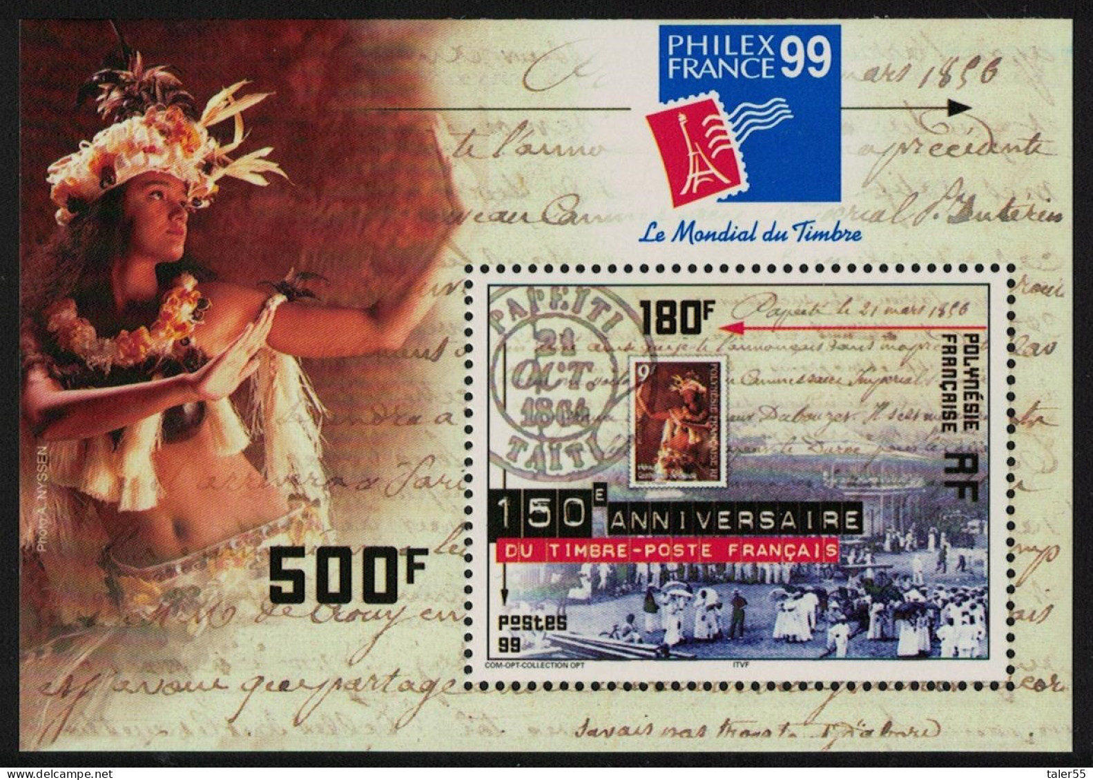 Fr. Polynesia 150th Anniversary Of First French Stamp MS 1999 MNH SG#MS862 MI#Block 24 - Ongebruikt