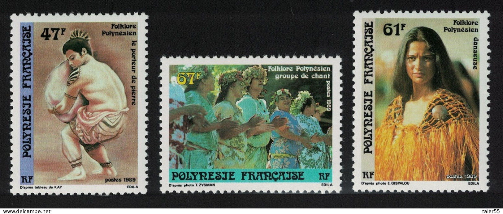 Fr. Polynesia Dance Music Polynesian Folklore July Festivals 3v 1989 MNH SG#562-564 - Unused Stamps