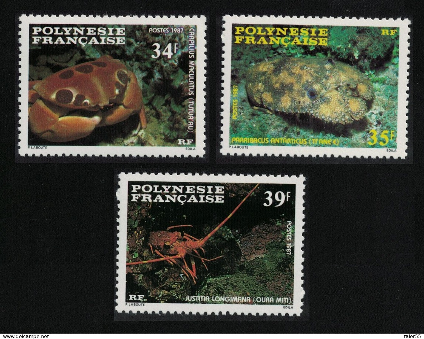 Fr. Polynesia Crabs Crustaceans 3v 1987 MNH SG#501-503 - Nuevos