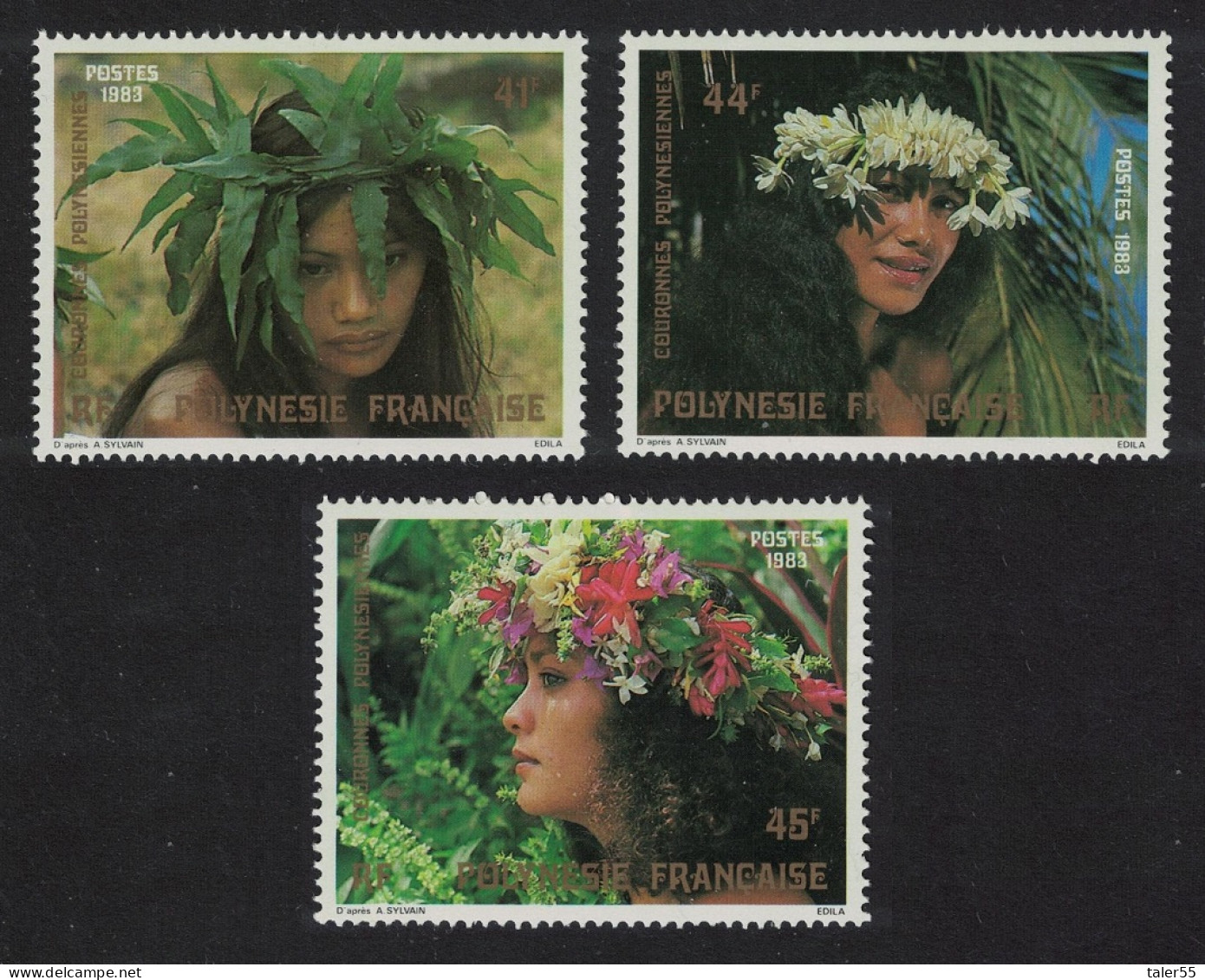 Fr. Polynesia Floral Headdresses 1st Series 3v 1983 MNH SG#405-407 - Neufs