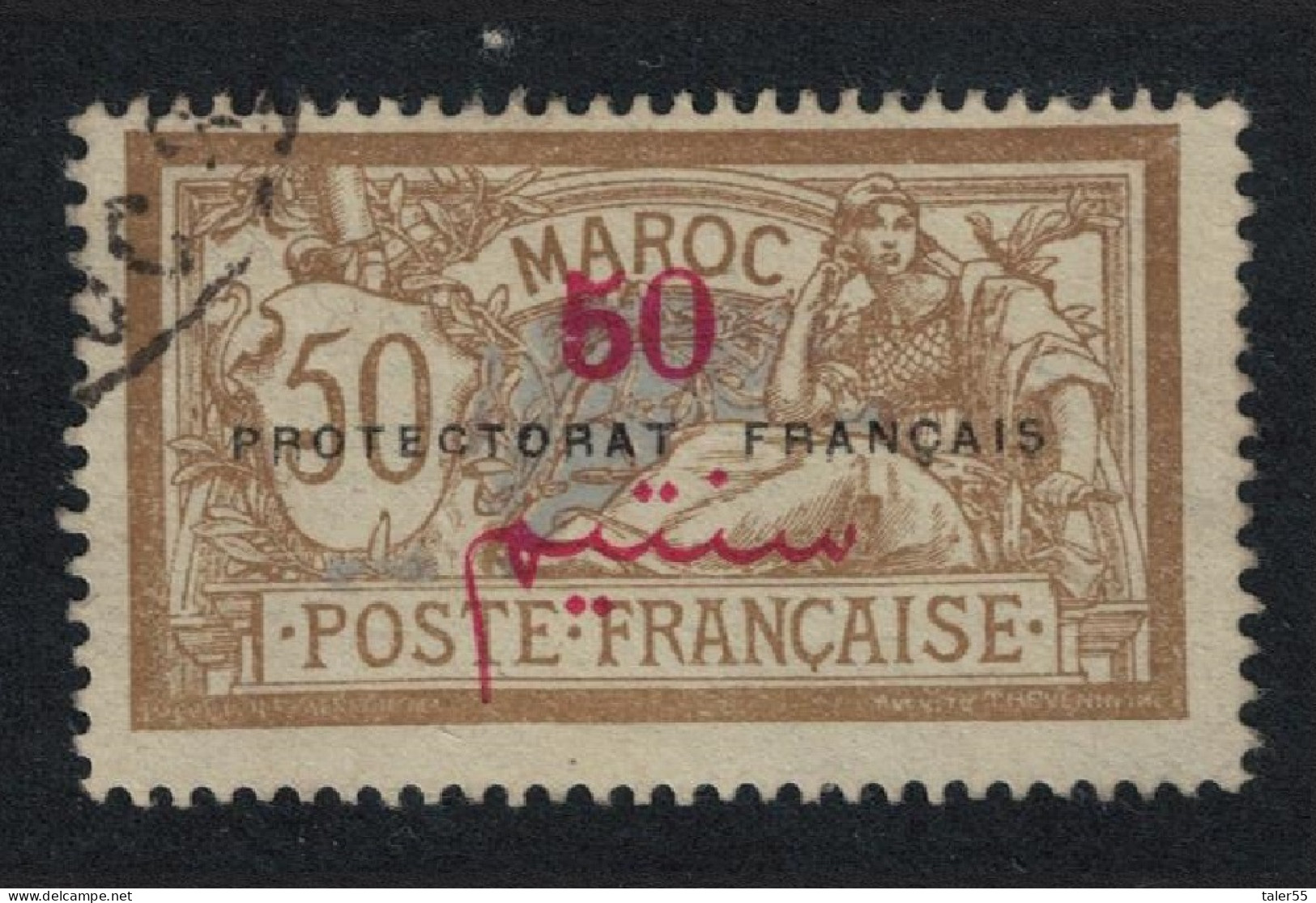 Fr. Morocco 50 Centimos Overprint Type 2 1911 Canc SG#38 MI#35 Sc#36 - Used Stamps