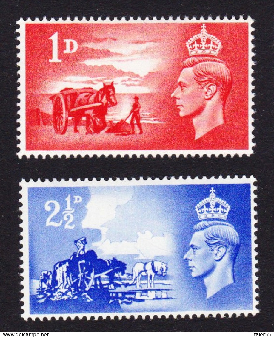 Great Britain Channel Islands Horses Third Anniversary Of Liberation 2v 1948 MNH SG#C1-2 - Ungebraucht