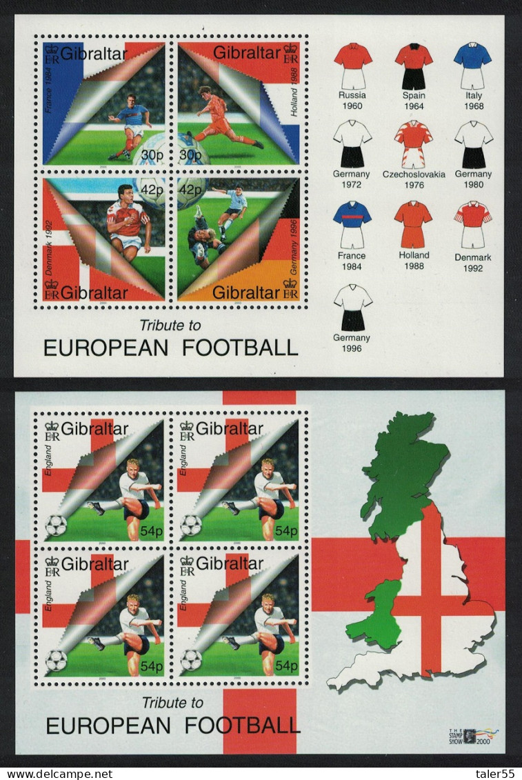 Gibraltar European Football Championship Belgium - Netherlands 2 MSs 2000 MNH SG#MS911 - Gibilterra