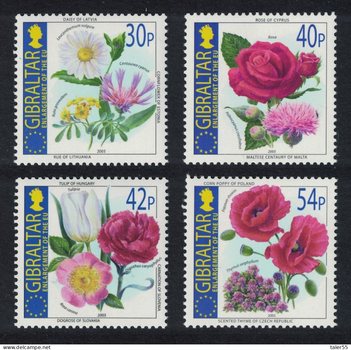 Gibraltar Flowers Enlargement Of The European Union 4v 2003 MNH SG#1062-1065 - Gibilterra