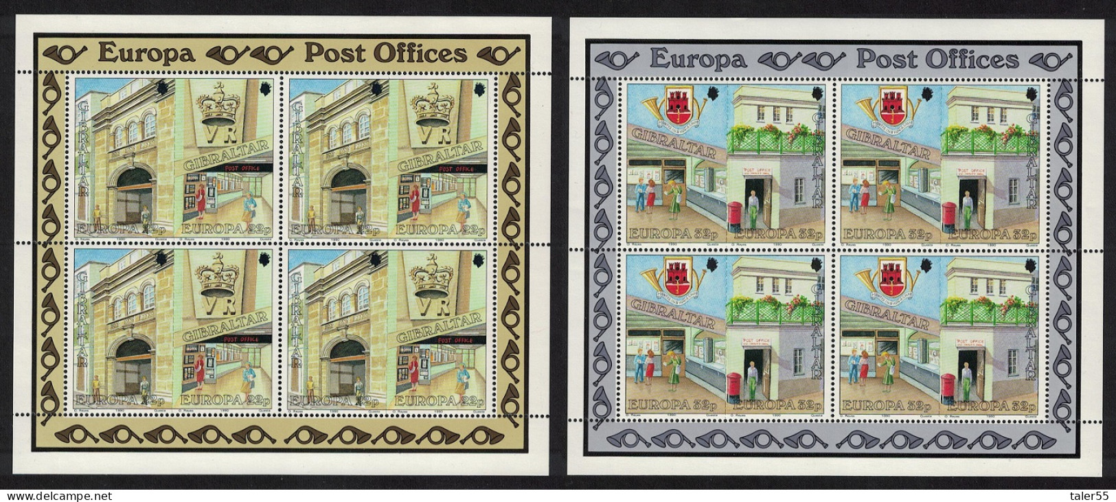 Gibraltar Europa CEPT Post Offices 4v Sheetlets 1990 MNH SG#626-629 Sc#562-565 - Gibilterra