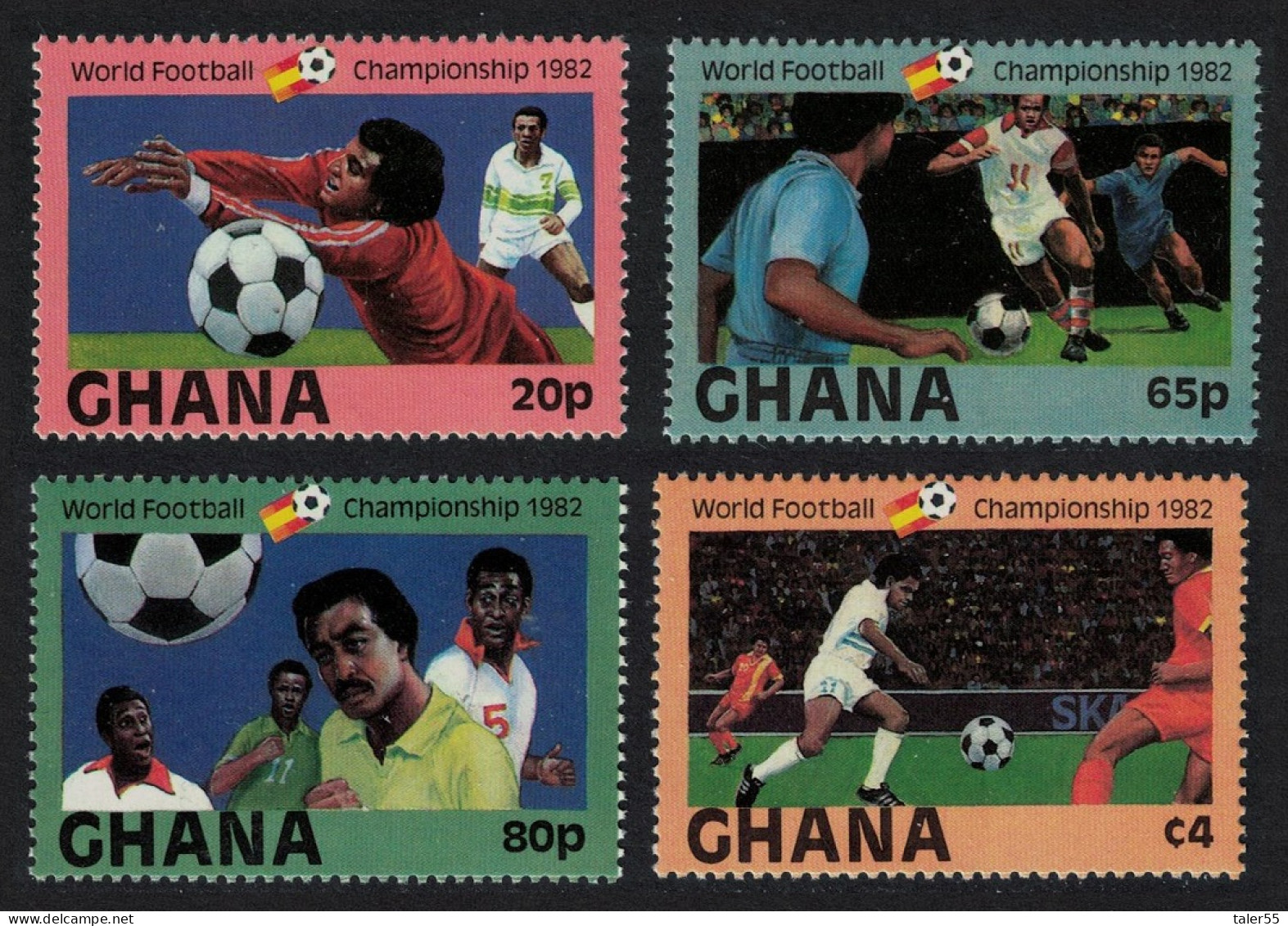 Ghana World Cup Football Championship 4v 1st Issue 1982 MNH SG#1000-1003 MI#945-948 - Ghana (1957-...)