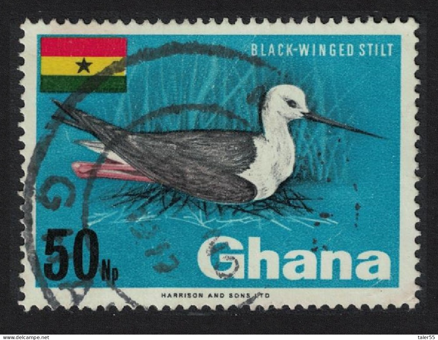 Ghana Black-winged Stilt Bird KEY VALUE 1967 Canc SG#471 - Ghana (1957-...)