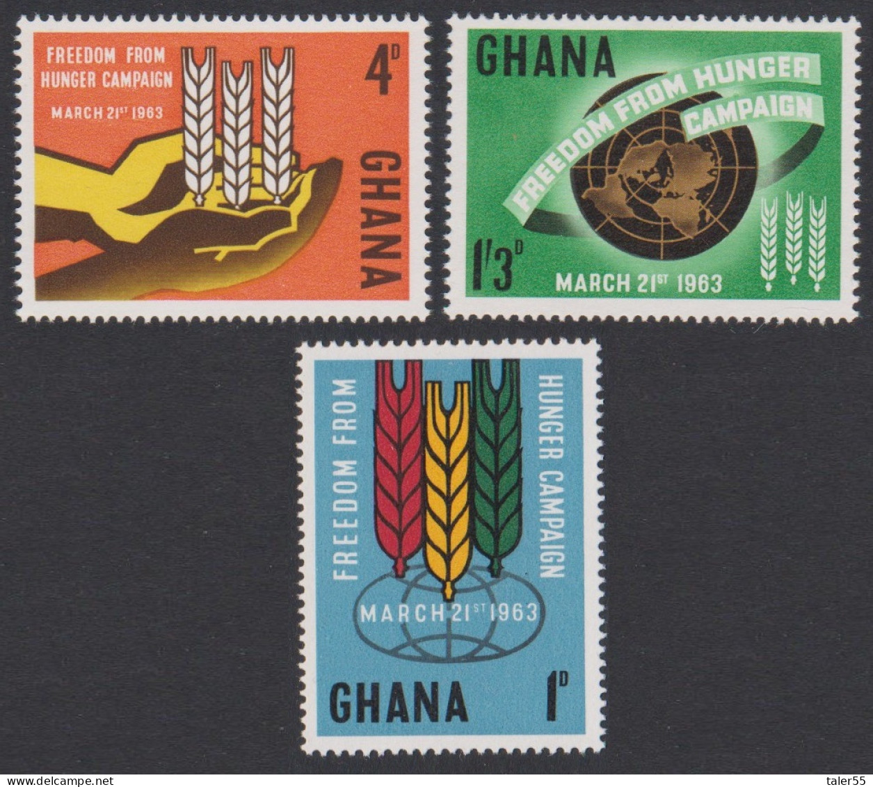 Ghana Freedom From Hunger 3v 1963 MNH SG#300-302 - Ghana (1957-...)