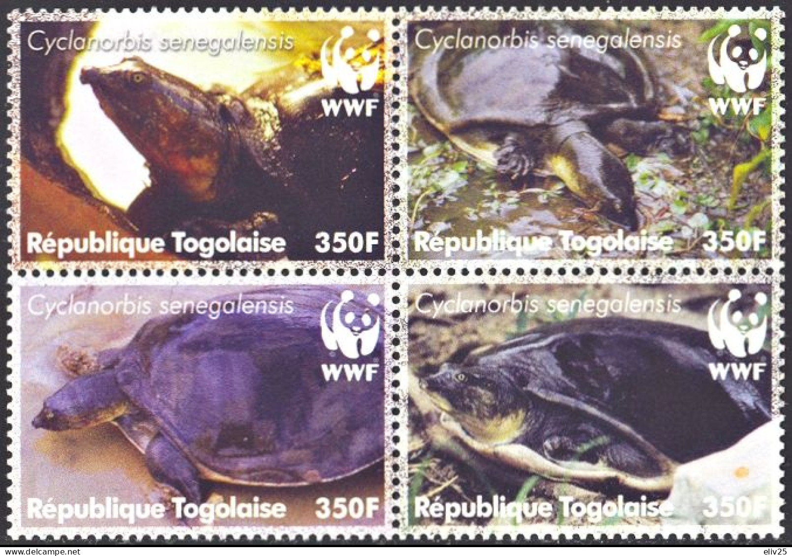 Togo 2006, WWF Senegal Flapshell Turtle - Block Of 4 V. MNH - Ungebraucht