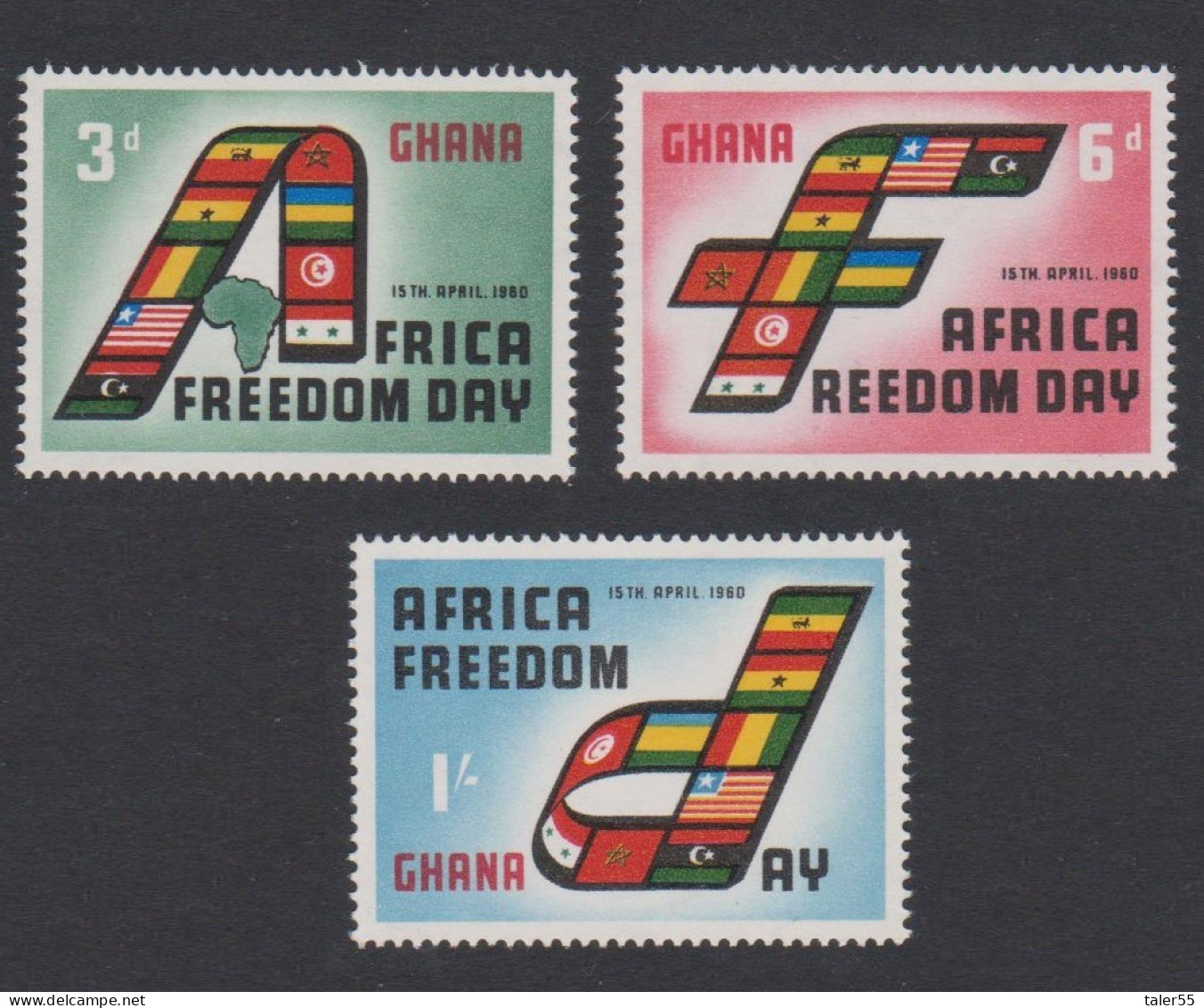 Ghana African Freedom Day 3v 1960 MNH SG#242-244 Sc#75-77 - Ghana (1957-...)