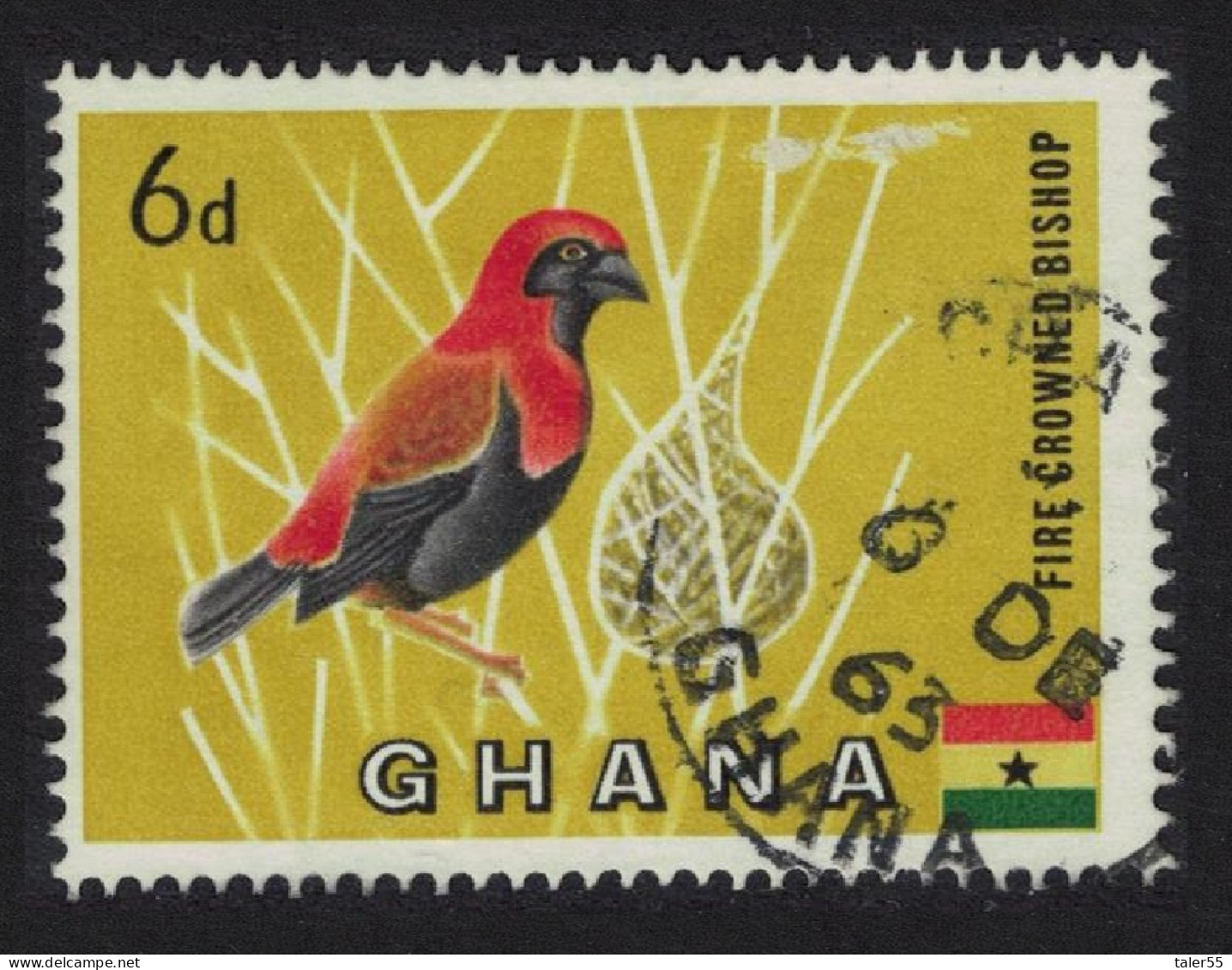 Ghana Red-crowned Bishop Bird 1959 Canc SG#220 MI#55 - Ghana (1957-...)