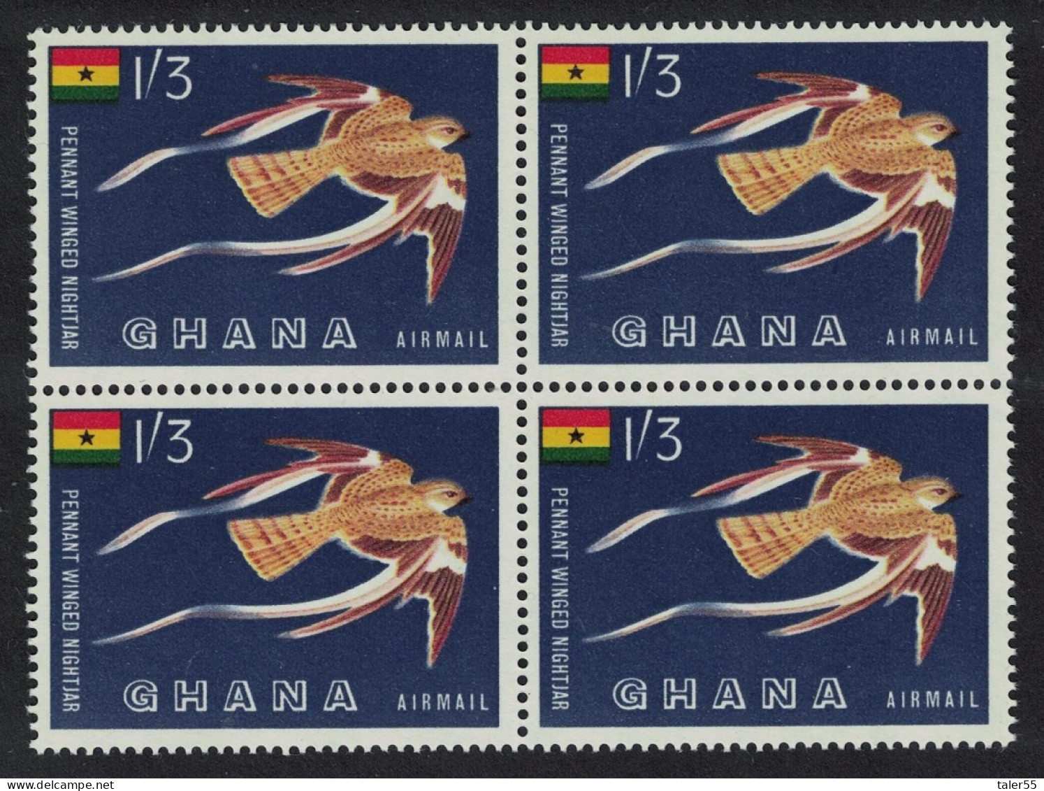 Ghana Pennant-winged Nightjar Bird Block Of 4 1959 MNH SG#226 MI#61 - Ghana (1957-...)