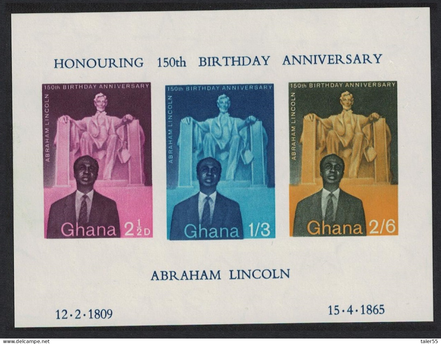 Ghana 150th Birth Anniversary Of Abraham Lincoln MS 1959 MNH SG#MS206a - Ghana (1957-...)