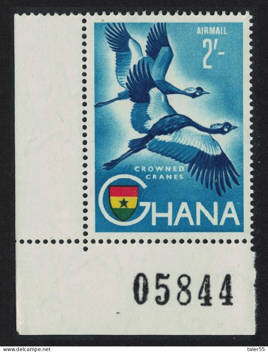 Ghana Crowned Cranes Birds Corner Number 1959 MNH SG#227 MI#62 Sc#C2 - Ghana (1957-...)