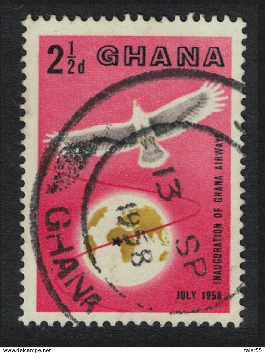 Ghana Palm-nut Vulture Over Globe 1958 Canc SG#193 MI#28 Sc#32 - Ghana (1957-...)