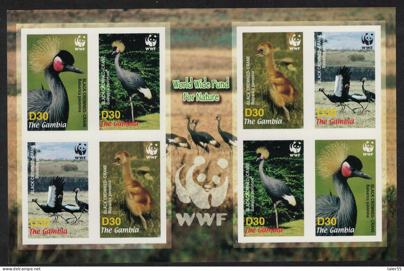Gambia Birds WWF Black Crowned Crane Imperf MS 2006 MNH SG#MS4924 MI#5631-5634 Sc#3014 A-d - Gambie (1965-...)