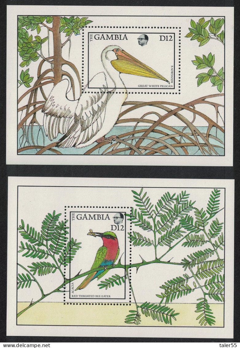 Gambia Red-throated Bee-eater Eastern White Pelican Birds 2 MSs 1988 MNH SG#MS769 - Gambie (1965-...)