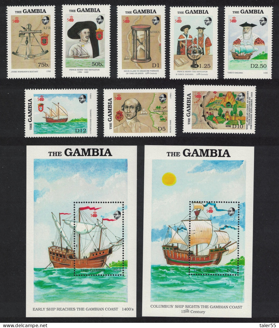 Gambia Exploration Of West Africa Vasco Da Gama 8v+2 MSs 1988 MNH SG#825-MS833 - Gambie (1965-...)