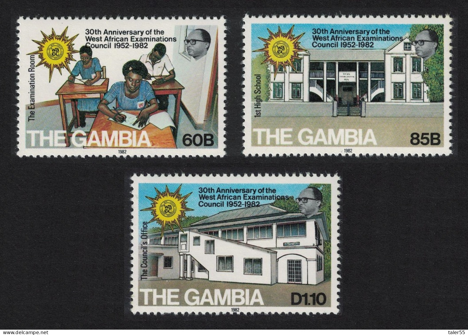 Gambia West African Examinations Council 3v 1982 MNH SG#464-466 - Gambia (1965-...)