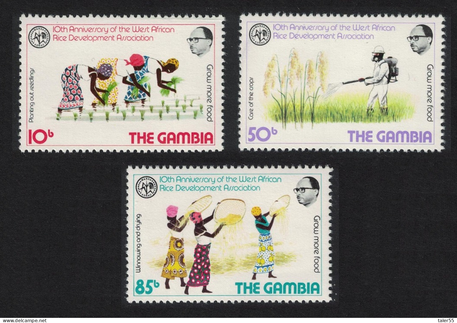 Gambia Tenth Anniversary Of West African Rice Development Association 3v 1981 MNH SG#457-459 - Gambie (1965-...)